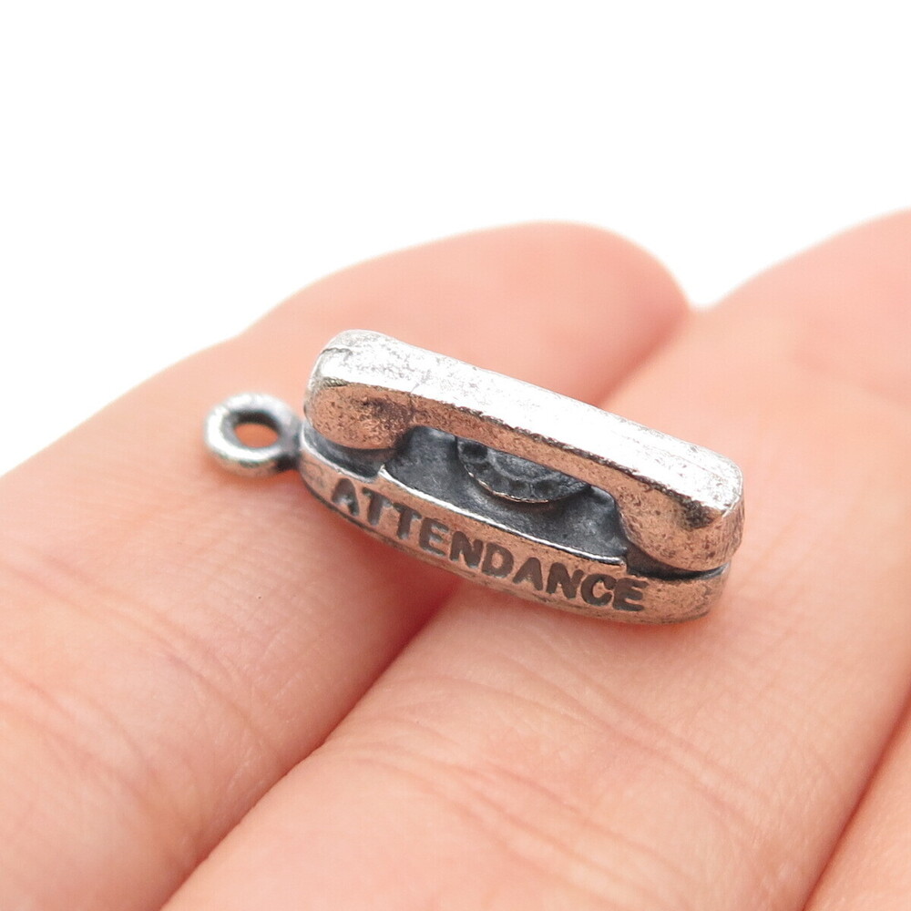 BALFOUR Sterling Vintage Princess Attendance Rotary Phone Oxidized Mini Pendant